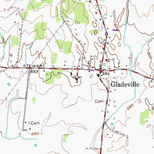 Topographic Map of Gladeville Elementary School, TN