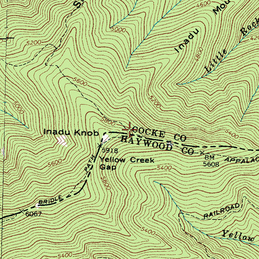 Topographic Map of Snakeden Mountain Campsite, TN