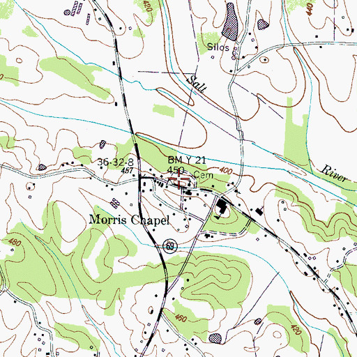 Topographic Map of Morris Chapel Cemetery, TN
