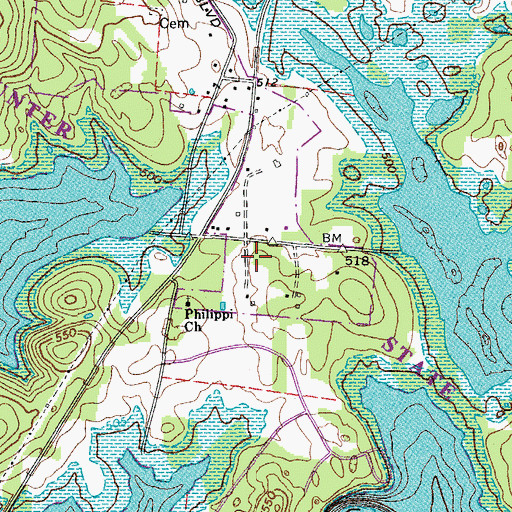 Topographic Map of Long Hunter State Park, TN