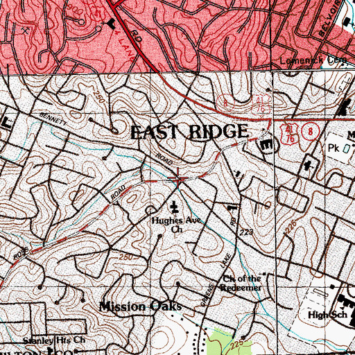 Topographic Map of East Ridge Mission (historical), TN