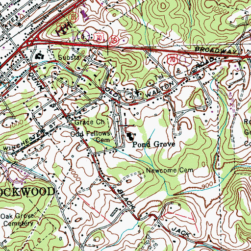 Topographic Map of Pond Grove Christian Church, TN