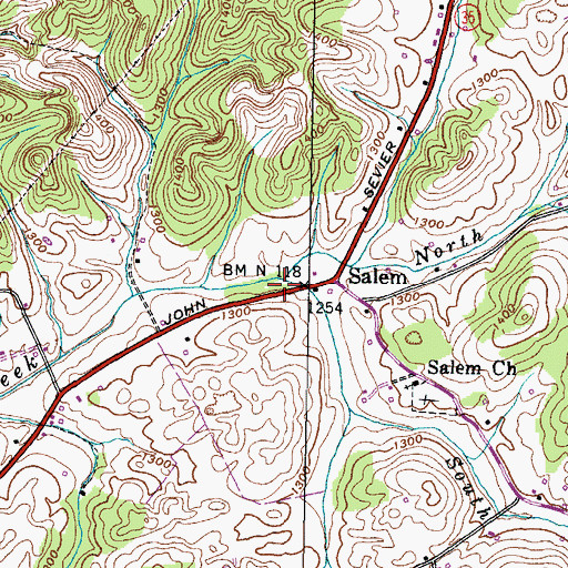 Topographic Map of South Fork Clear Creek, TN