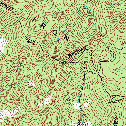 Topographic Map of Iron Mountain, TN