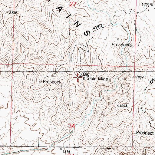 Topographic Map of Big Kimble Mine, AZ