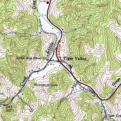 Topographic Map of Tiger Valley, TN