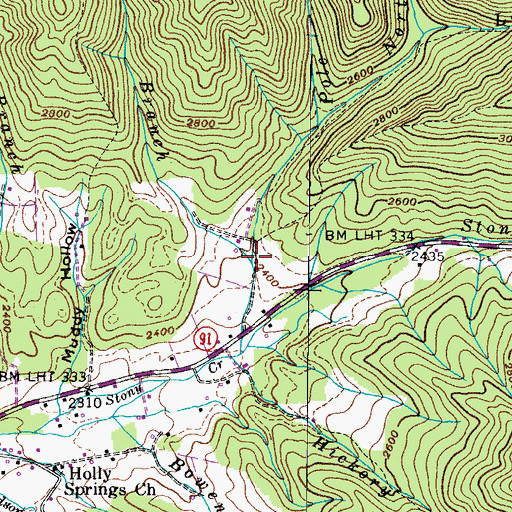 Topographic Map of Upper Hinkle Branch, TN