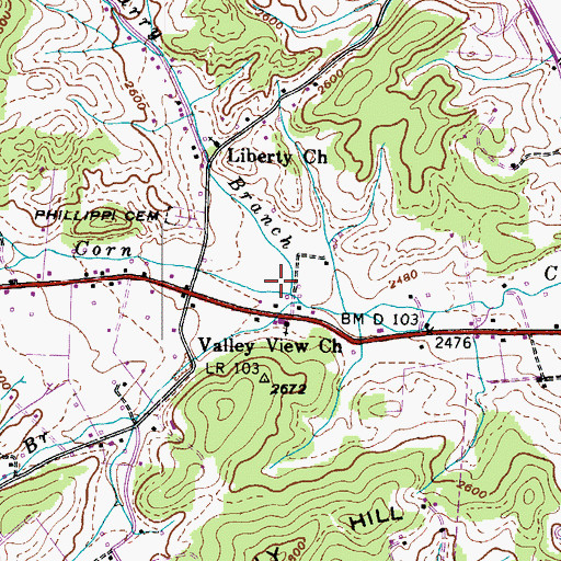 Topographic Map of Barry Branch, TN