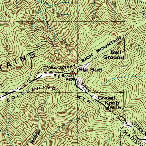 Topographic Map of Big Butt, TN