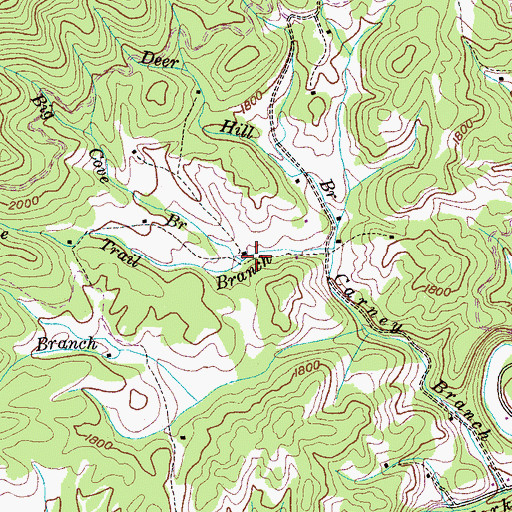 Topographic Map of Big Cove Branch, TN