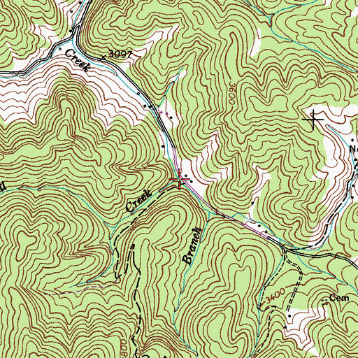 Topographic Map of Bill Creek, TN