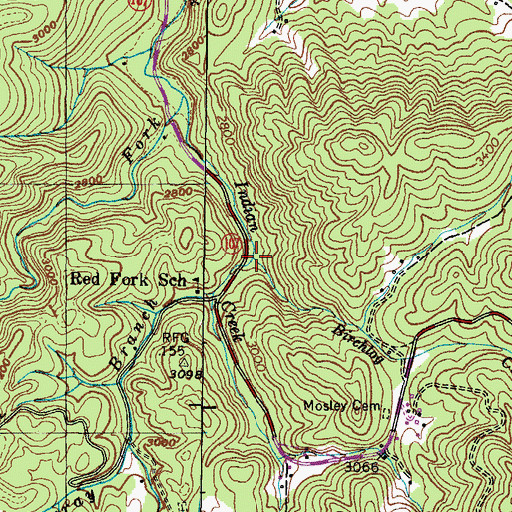 Topographic Map of Birchlog Creek, TN