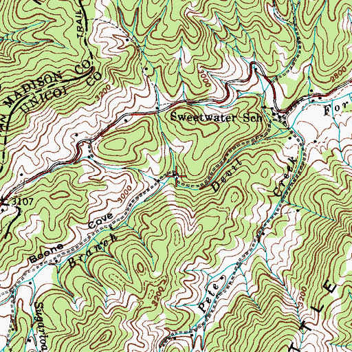 Topographic Map of Boone Cove, TN