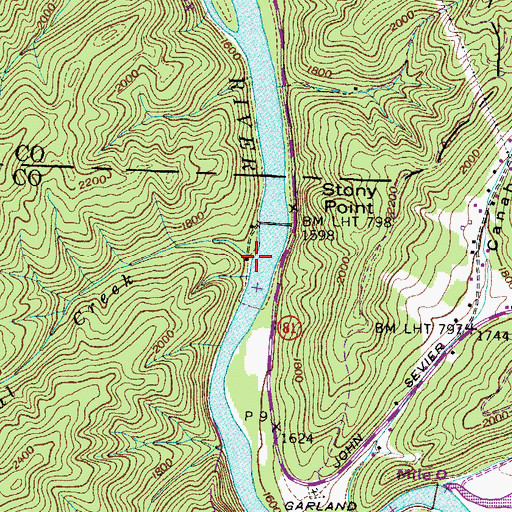 Topographic Map of Broad Shoal Creek, TN