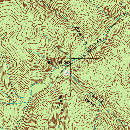 Topographic Map of Chalk Branch, TN