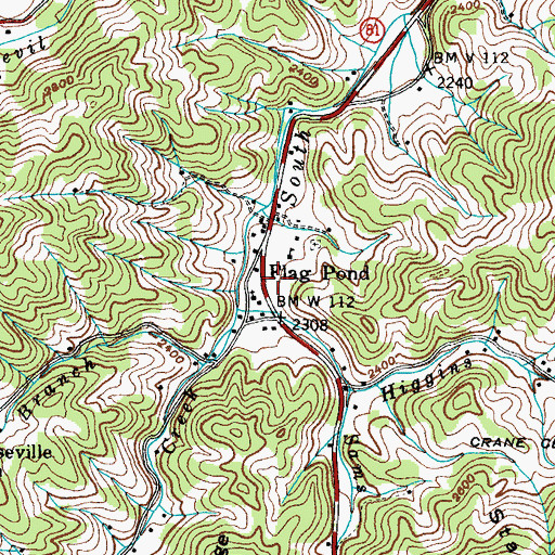 Topographic Map of Flag Pond, TN