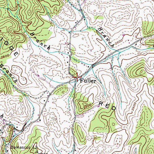 Topographic Map of Fuller, TN