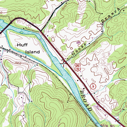 Topographic Map of Goose Branch, TN