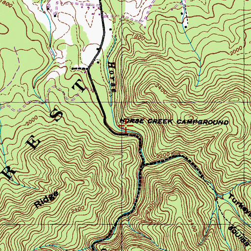 Topographic Map of Horse Creek Campground, TN