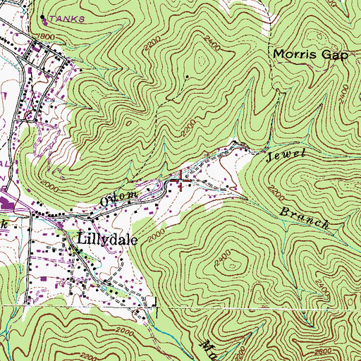 Topographic Map of Jewel Branch, TN