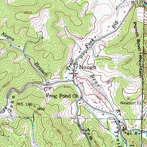 Topographic Map of John Creek, TN