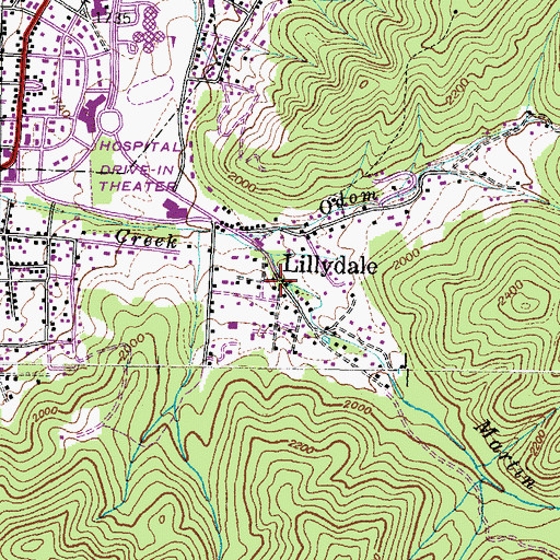 Topographic Map of Lillydale, TN