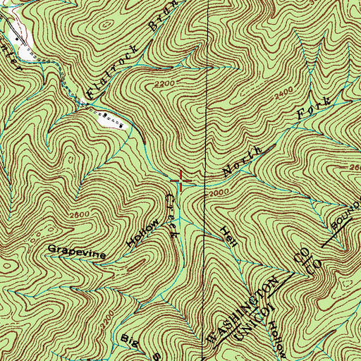 Topographic Map of North Fork Painter Creek, TN