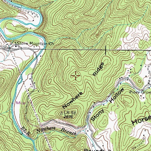 Topographic Map of Nowhere Ridge, TN