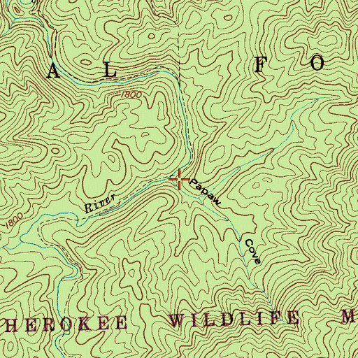 Topographic Map of Papaw Cove, TN