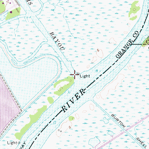 Topographic Map of Adams Bayou, TX
