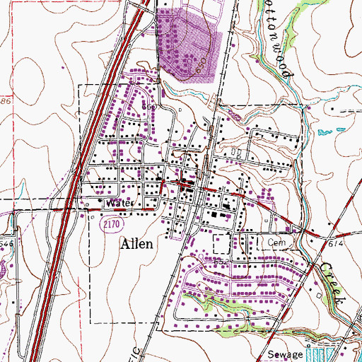 Topographic Map of Allen, TX