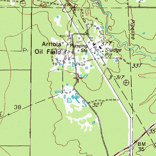 Topographic Map of Ariola Oil Field, TX