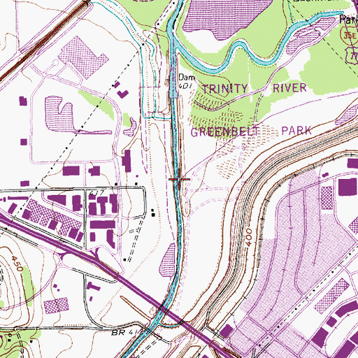 Topographic Map of Bachman Branch, TX