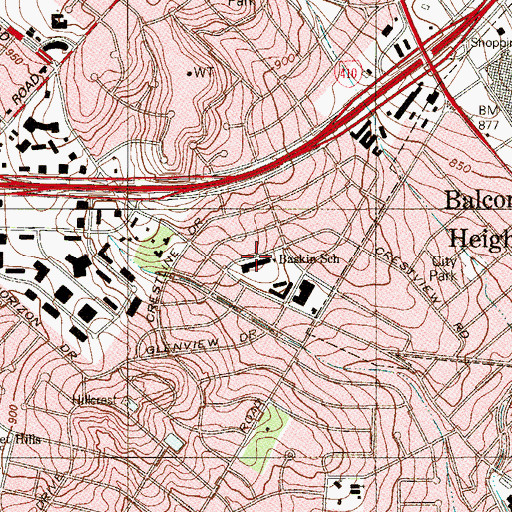 Topographic Map of Baskin School, TX