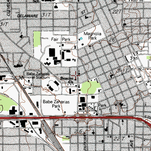 Topographic Map of Beacon Church, TX