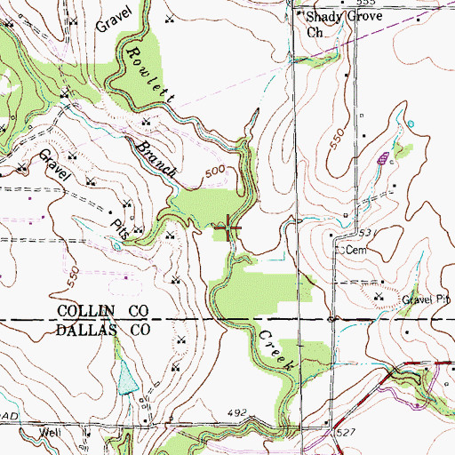 Topographic Map of Beck Branch, TX