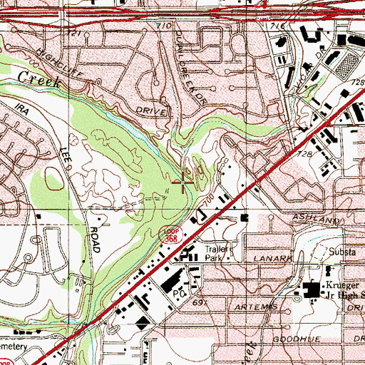 Topographic Map of Beitel Creek, TX