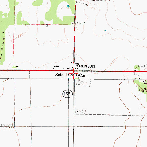 Topographic Map of Bethel Church, TX