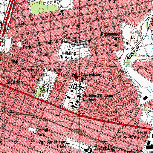 Topographic Map of Blackshear School, TX