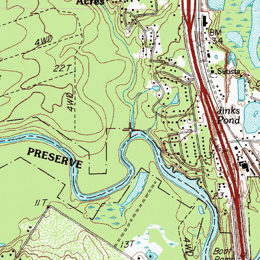 Topographic Map of Boggy Creek, TX
