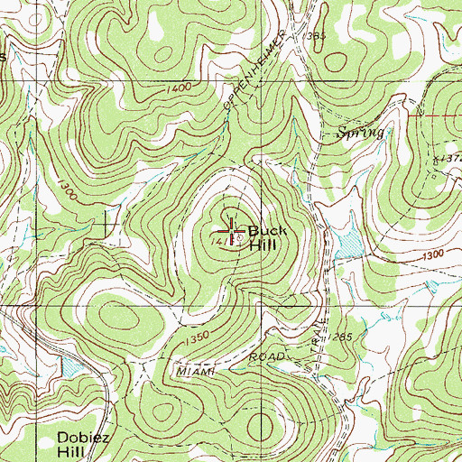 Topographic Map of Buck Hill, TX