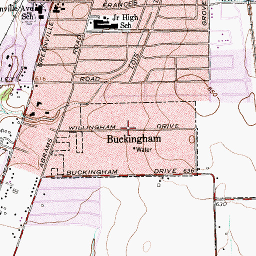 Topographic Map of Buckingham, TX