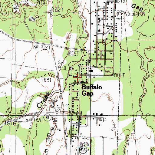 Topographic Map of Buffalo Gap, TX