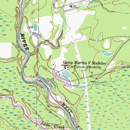 Topographic Map of Camp Martha F Madeley, TX