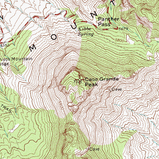 Topographic Map of Casa Grande Peak, TX