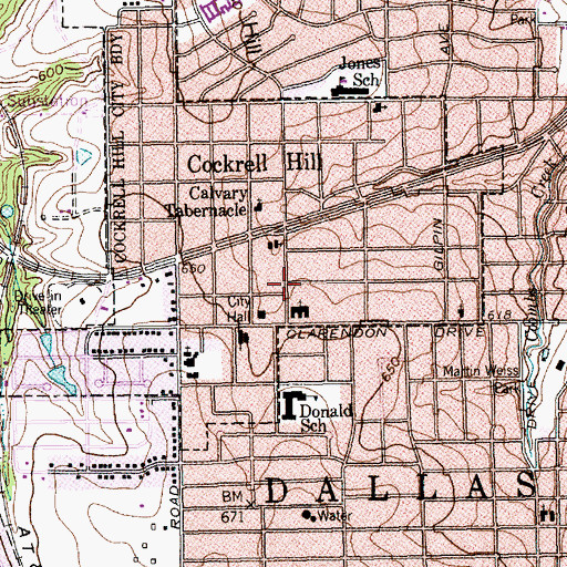 Topographic Map of Cockrell Hill, TX