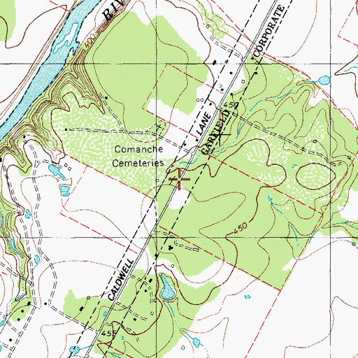 Topographic Map of Comanche Cemeteries, TX