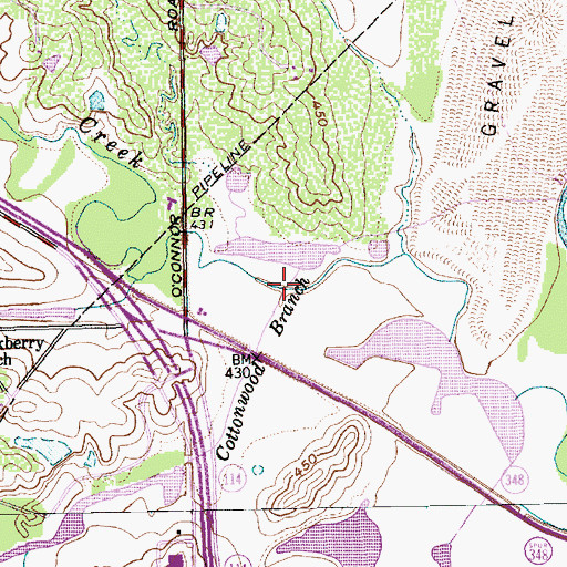 Topographic Map of Cottonwood Branch, TX