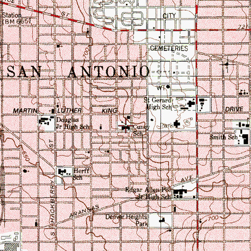 Topographic Map of Cuney School, TX