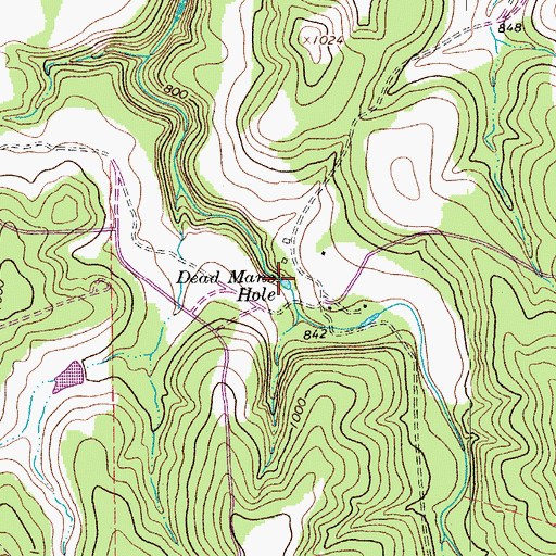 Topographic Map of Dead Mans Hole, TX